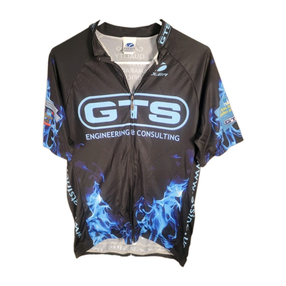 Voler Cycling Jersey Mens 2XL Blue Flame USA Made Race Raglan Bike Short Sleeve
